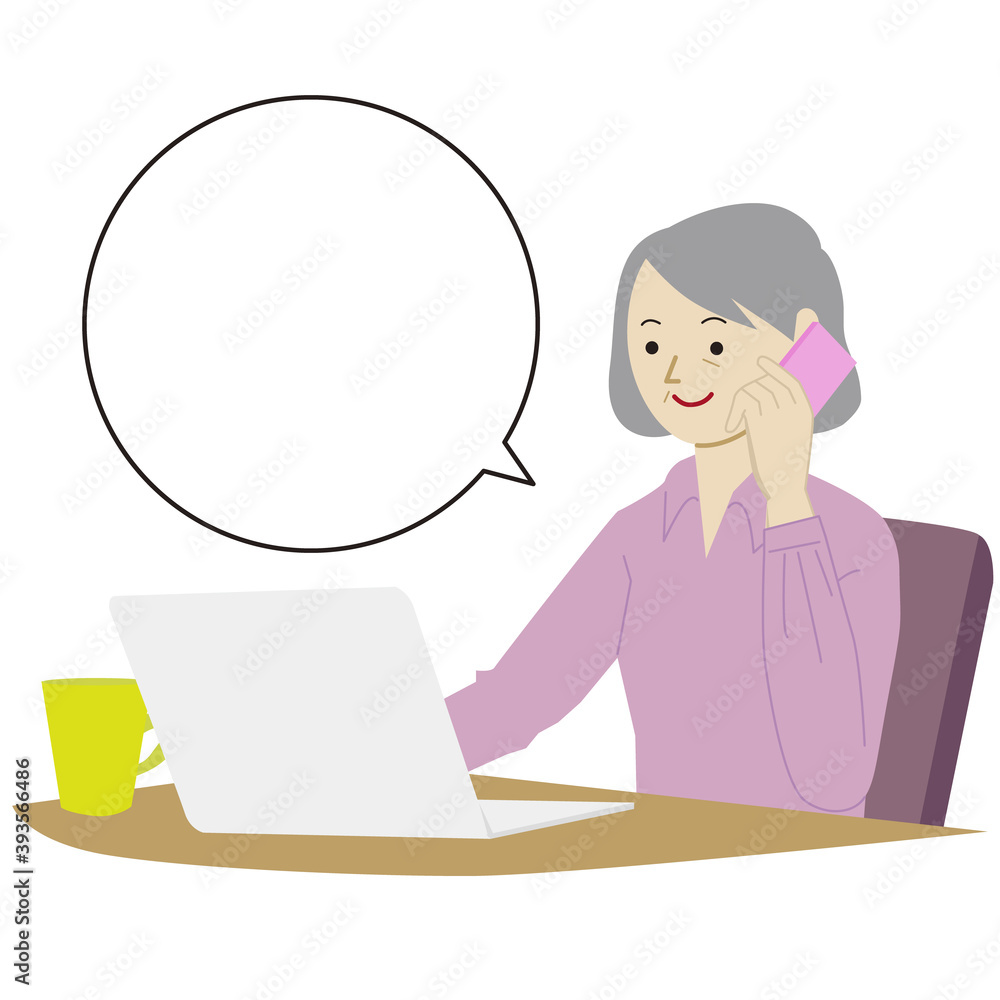 Vector illustration of a woman using a personal computer Vector illustration of a woman using a personal computer