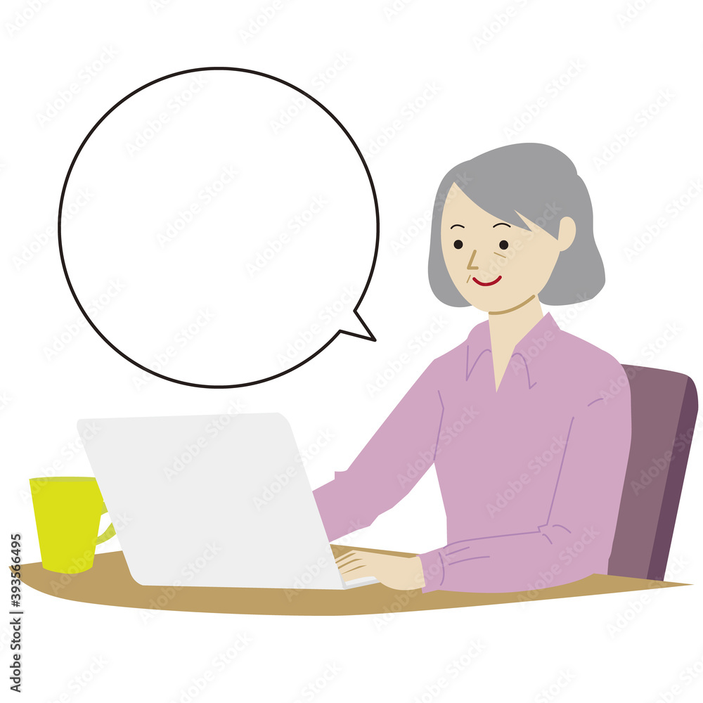 Vector illustration of a woman using a personal computer Vector illustration of a woman using a personal computer