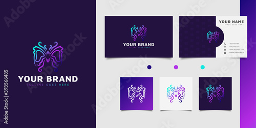 Elegant butterfly logo with colorful gradient concept, suitable for logos of cosmetic product, hotel, spa or resort