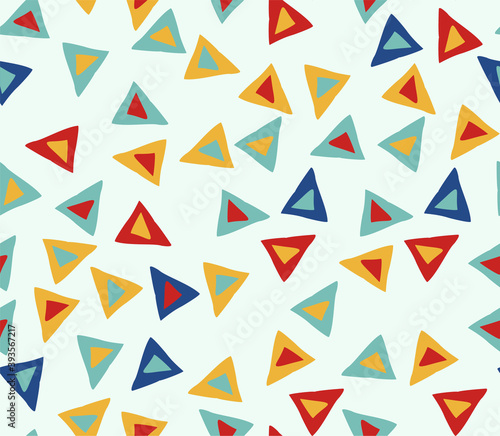 Vector seamless pattern for the design of children's products. Background for boys and girls. Hand drawn geometric shapes triangles