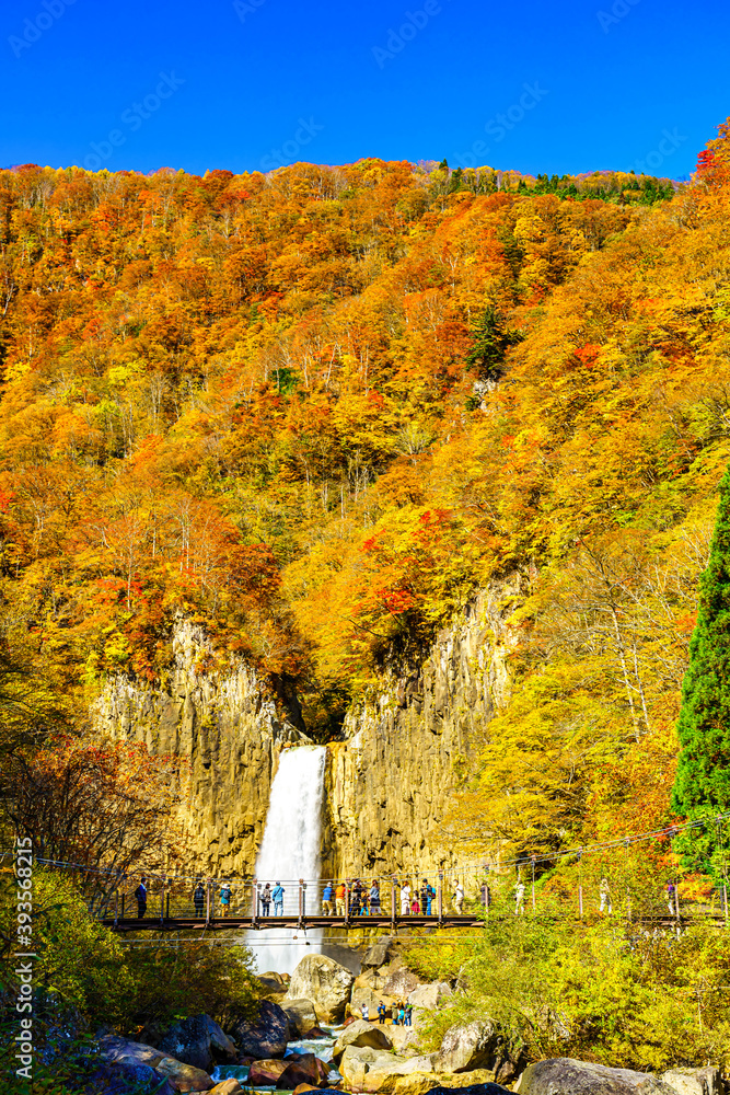 新潟県 妙高 紅葉に囲まれた苗名滝 Stock Photo Adobe Stock