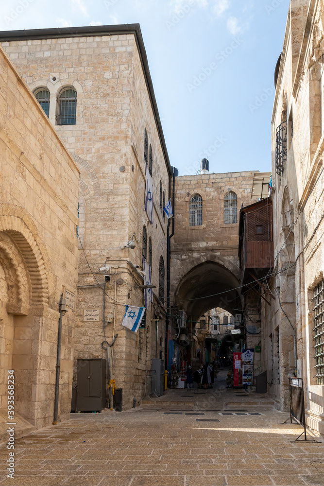 The Shaar ha-Shalshelet Street in the old city of Jerusalem in Israel