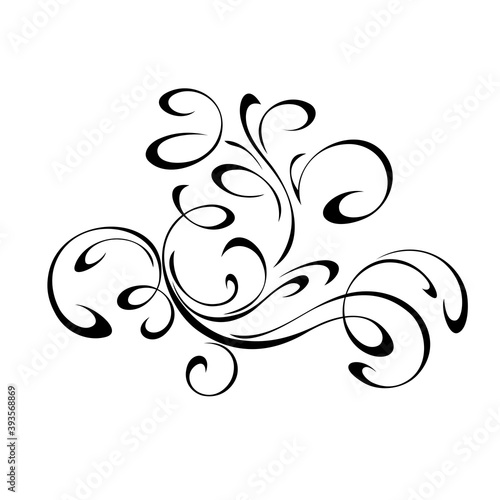 decorative abstract ornament with curls in black lines on a white background