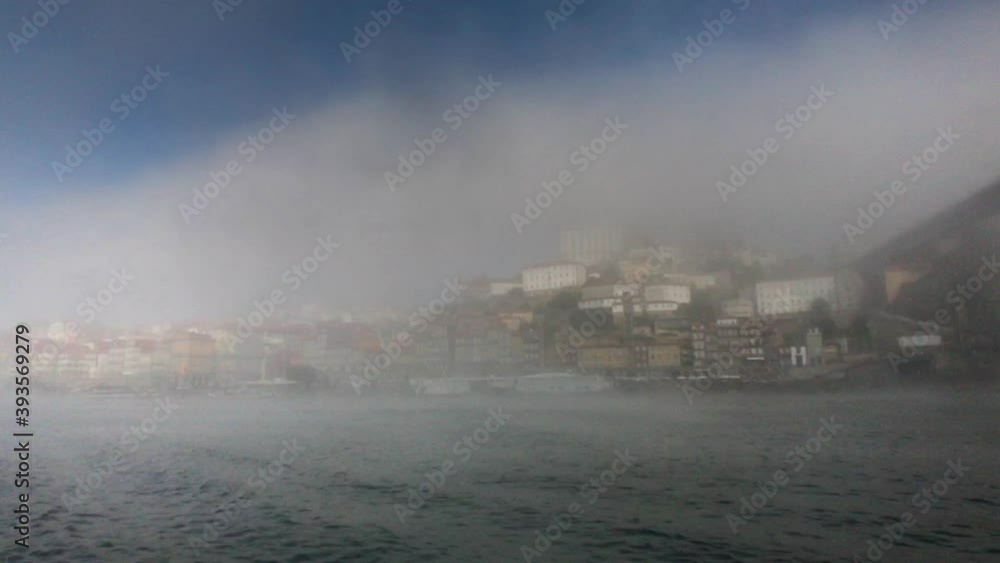 Ribeira district in Porto shot from Douro River Ribeira district in Porto shot from Douro River