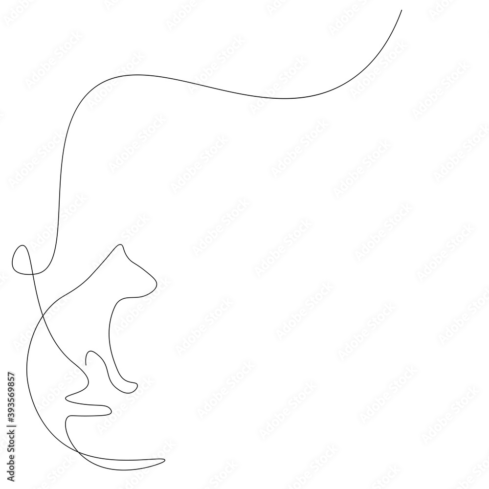 Cat silhouette line drawing . Vector illustration Cat silhouette line drawing . Vector illustration