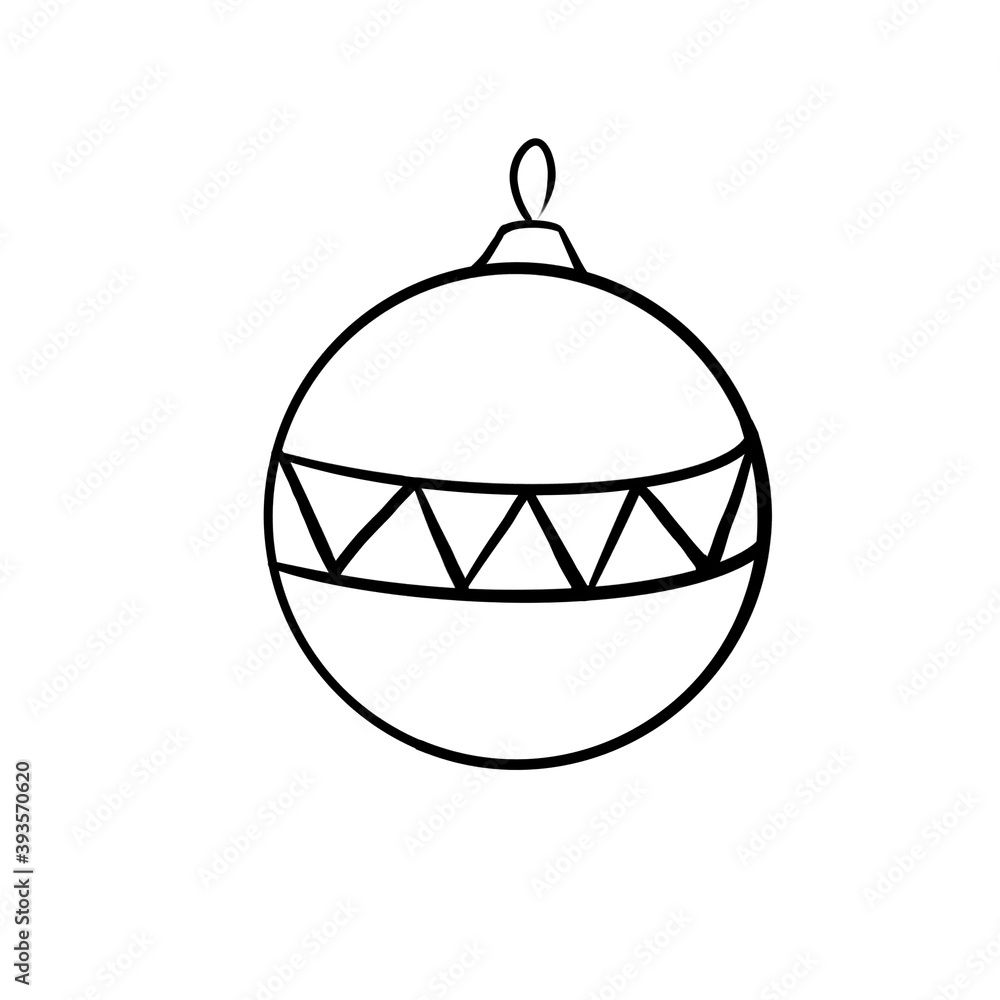 Black and white linear minimalistic illustration. Linear art. Christmas ball. Black and white linear minimalistic illustration. Linear art. Christmas ball.