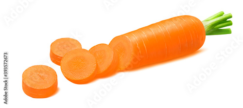 Sliced carrot isolated on white background