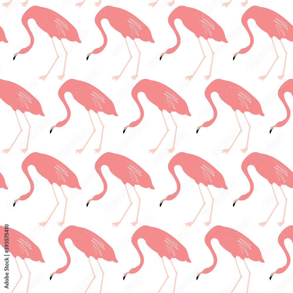 Naklejka premium Seamless pattern with red flamingo. Animal print.