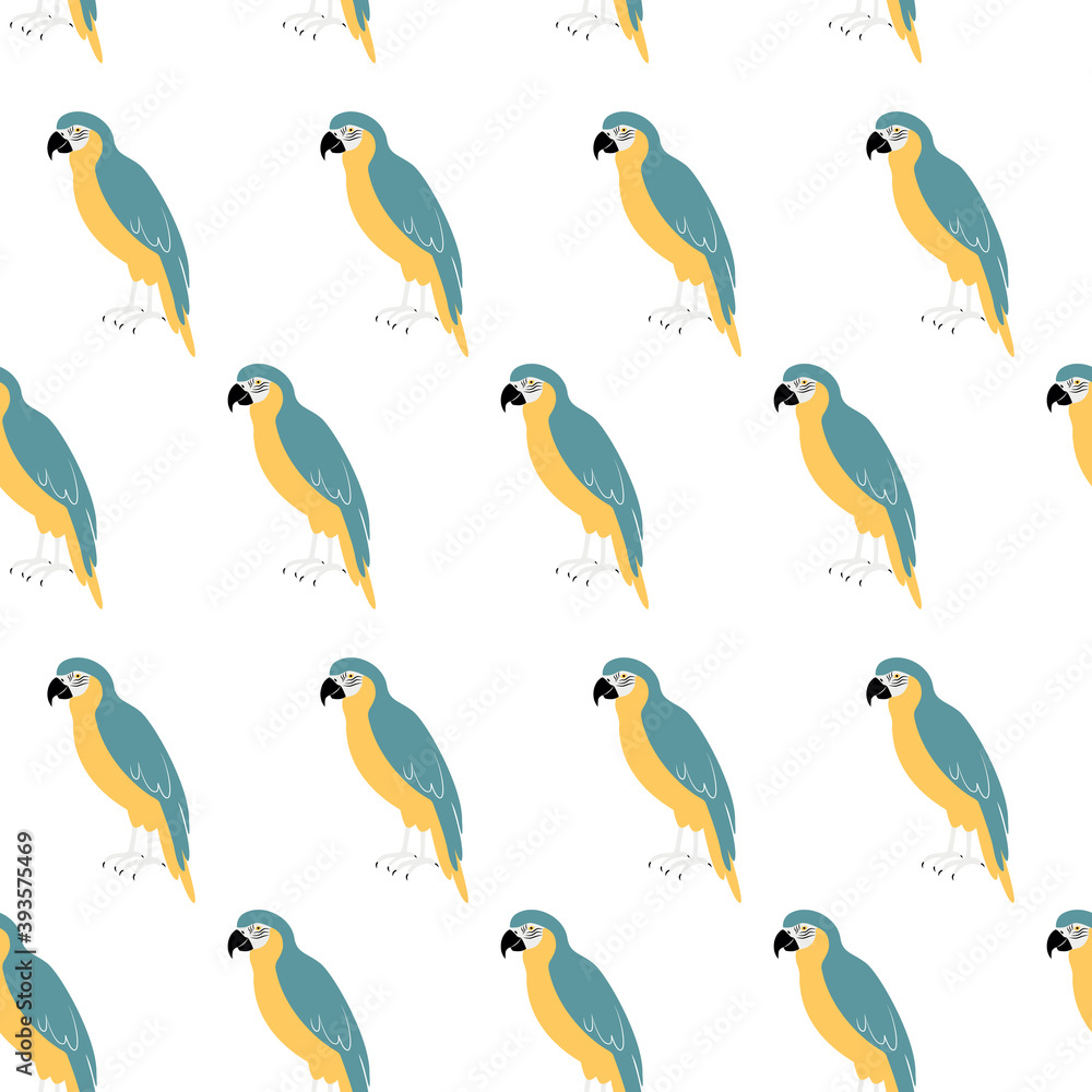 Obraz premium Seamless pattern with bright bird - macaw parrot.
