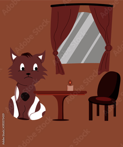 cat in romantic dinner