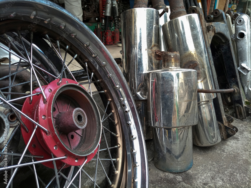 Fototapeta premium used motorcycle spare parts suitable for use