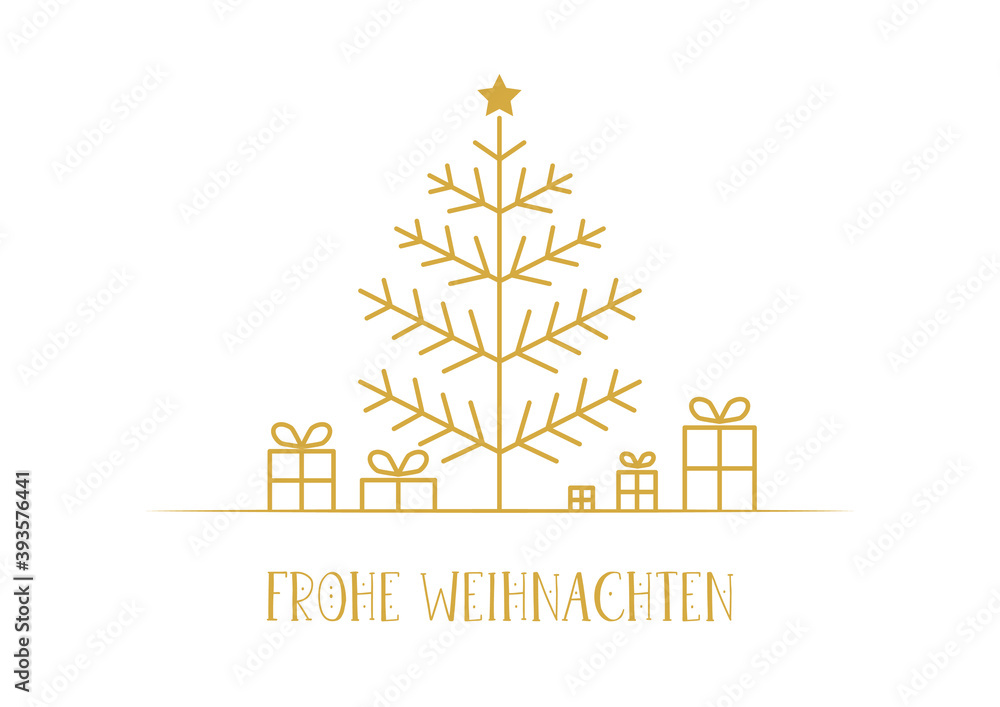 Frohe Weihnachten deutsch - Grußkarte mit Weihnachtsbaum Frohe Weihnachten deutsch - Grußkarte mit Weihnachtsbaum