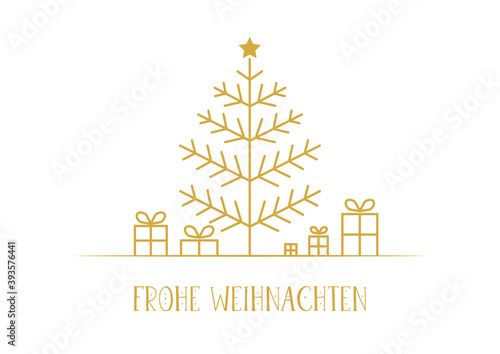Frohe Weihnachten deutsch - Grußkarte mit Weihnachtsbaum