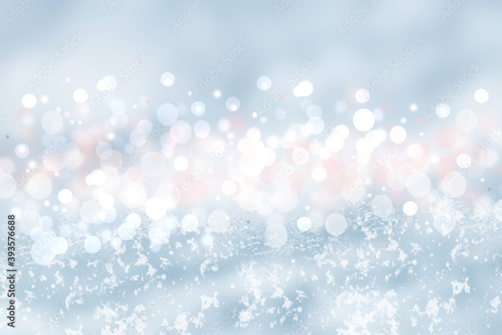 Abstract blurred festive winter christmas or Happy New Year background with shiny blue and white bokeh lighted snow landscape. Space for your design. Card concept. Abstract blurred festive winter christmas or Happy New Year background with shiny blue and white bokeh lighted snow landscape. Space for your design. Card concept.