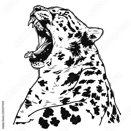 yawning tiger, modern style illustration suitable for t-shirt, poster design