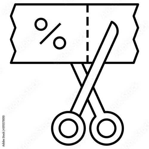 Tax Reduction Concept, Scissor with percent sign Vector Icon Design, Compulsory Financial charges and Taxation Symbol on White Background, Levy Sign 