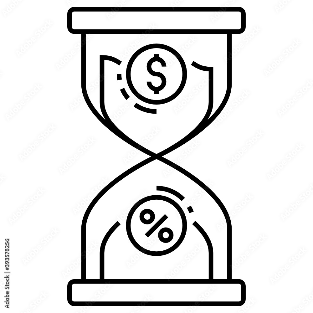 Tax Time Concept, Sand Glass with Percent Sign Vector Icon Design, Compulsory Financial charges and Taxation Symbol on White Background, Levy Sign Tax Time Concept, Sand Glass with Percent Sign Vector Icon Design, Compulsory Financial charges and Taxation Symbol on White Background, Levy Sign