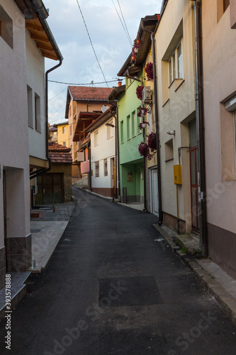 Fototapeta Naklejka Na Ścianę i Meble -  Narrow street in the historic district of Sarajevo. Bosnia and Herzegovina