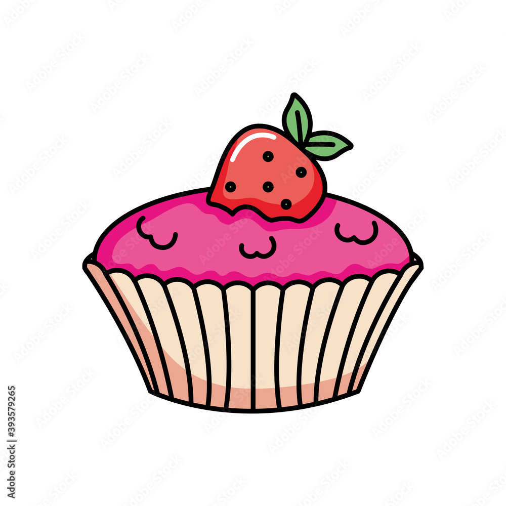 icon of strawberry cupcake, colorful design icon of strawberry cupcake, colorful design