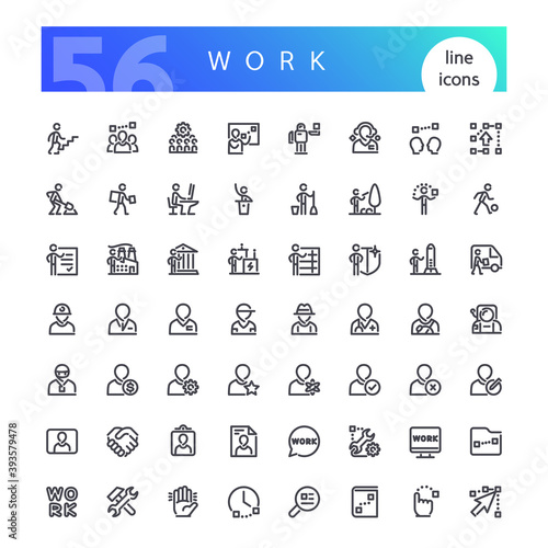 Work Line Icons Set