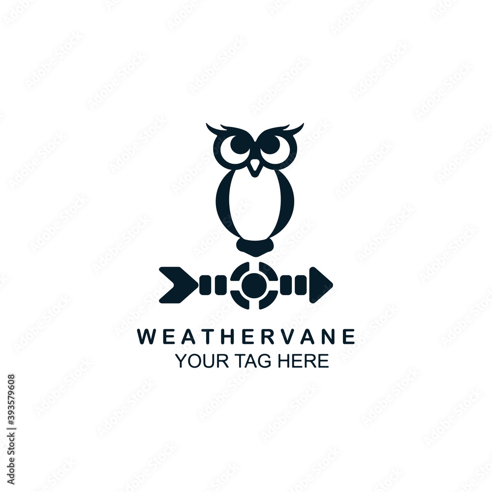 owl weather vane logo line art color emblem illustration vector template design owl weather vane logo line art color emblem illustration vector template design