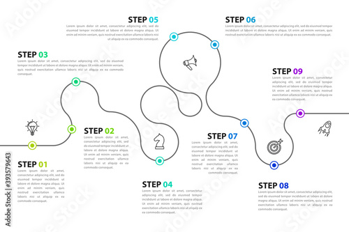 Infographic design template. Creative concept with 9 steps