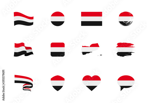 Free Download Flags of Yemen - flat collection. Flags of different shaped twelve flat icons. - GFXLoad