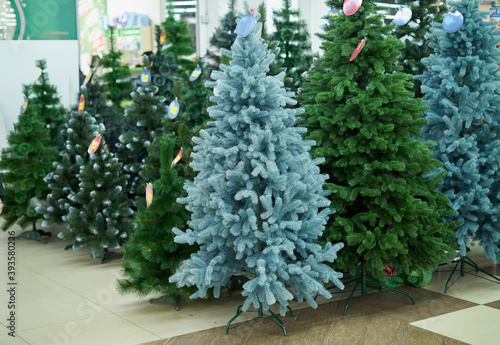 Selling PVC Christmas Trees in a Store