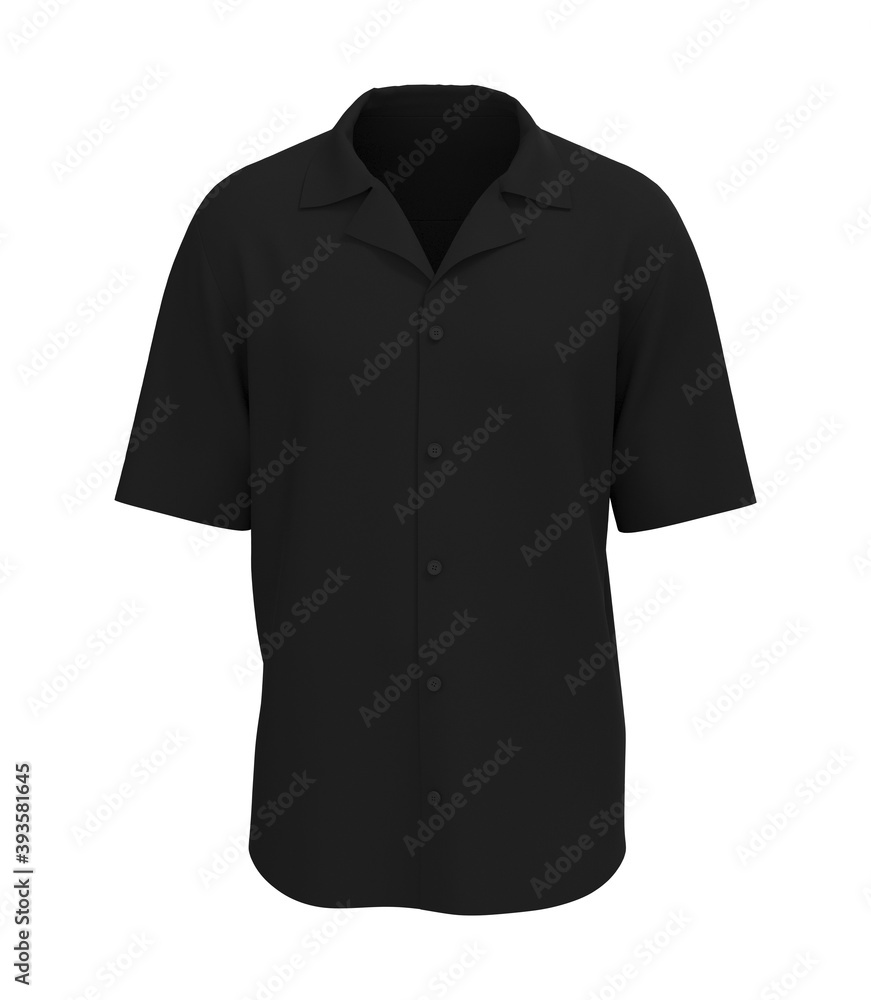 Short sleeve camp shirt mockup. 3d rendering, 3d illustration Short sleeve camp shirt mockup. 3d rendering, 3d illustration
