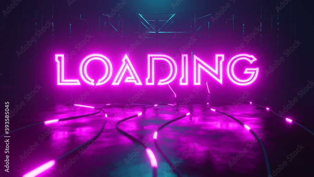 Loading neon sign with glowing cable