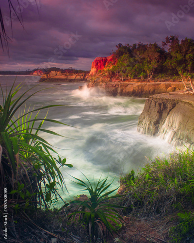 motion of waterscapes in north bengkulu beach  indonesia
