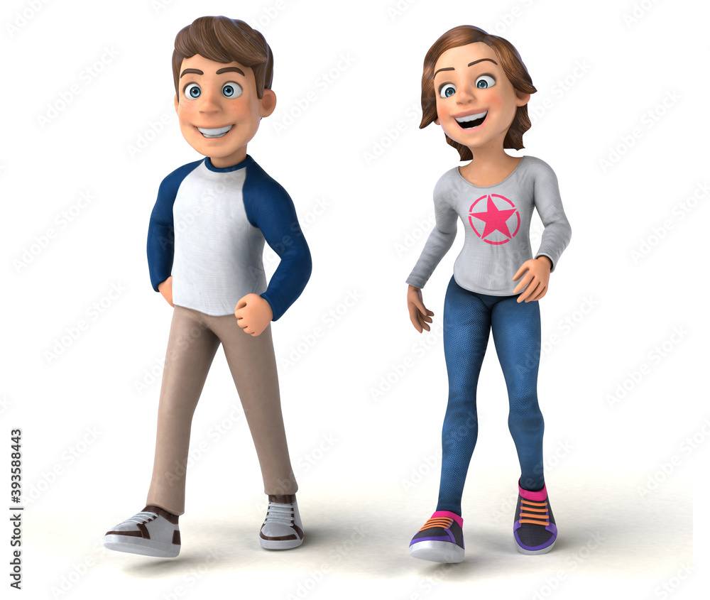 Fun 3D cartoon teenage kids Fun 3D cartoon teenage kids