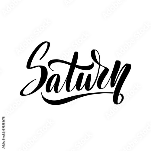 Saturn lettering in modern style. Planet vector typography