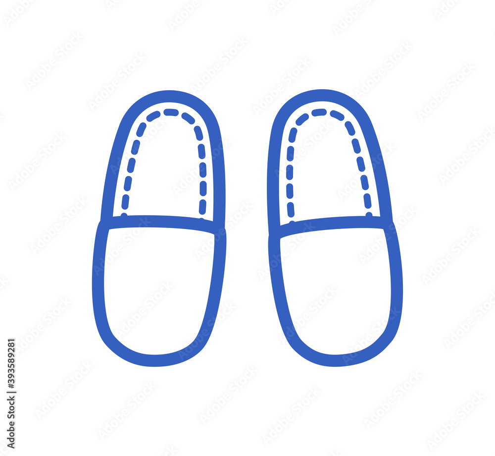 Home slippers isolated on white in doodle style. Outline vector icons in a hand-drawn style. Home slippers isolated on white in doodle style. Outline vector icons in a hand-drawn style.