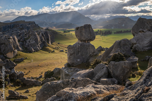 Castle Hill high country station in New Zealand's South Island. The hill was so named because of the imposing array of limestone boulders in the area reminiscent of an old, run-down stone castle. © Christopher Lund