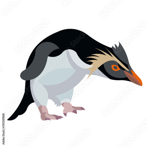 Figure of a southern american rockhopper penguin leaning