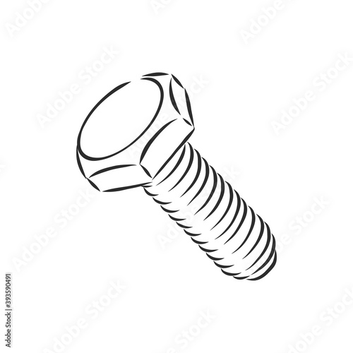 Bolt icon. Vector illustration of a screw. Hand drawn bolt, screw tool. bolt, metal, vector sketch illustration