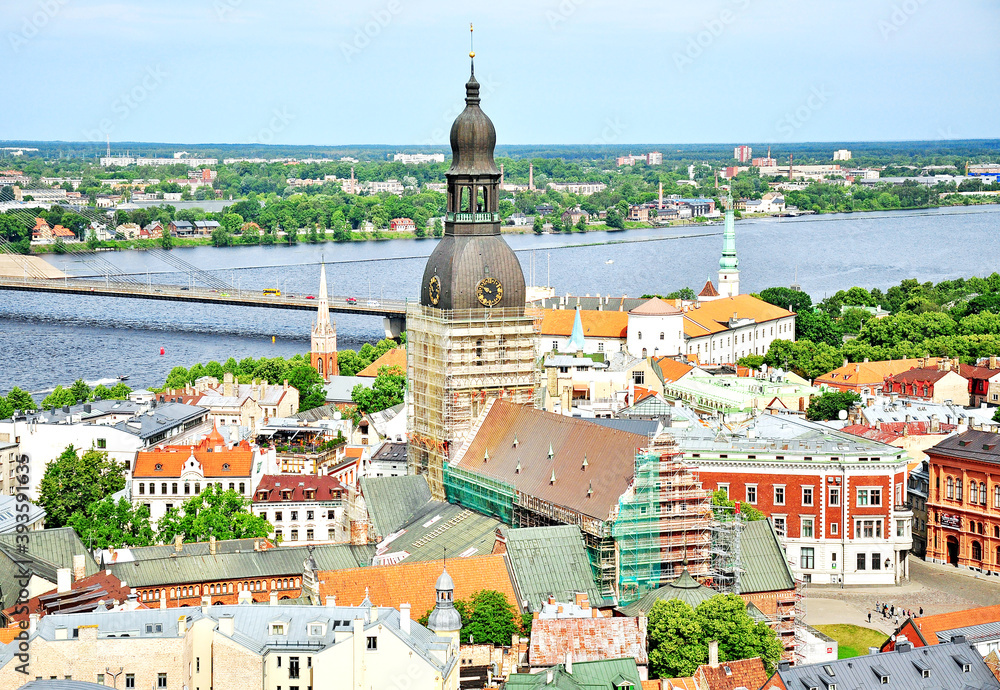 Panorama view over city of Riga, Latvia