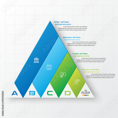 Business concept design with triangle and 4 options,Infographic template can be used for presentation,Vector illustration.