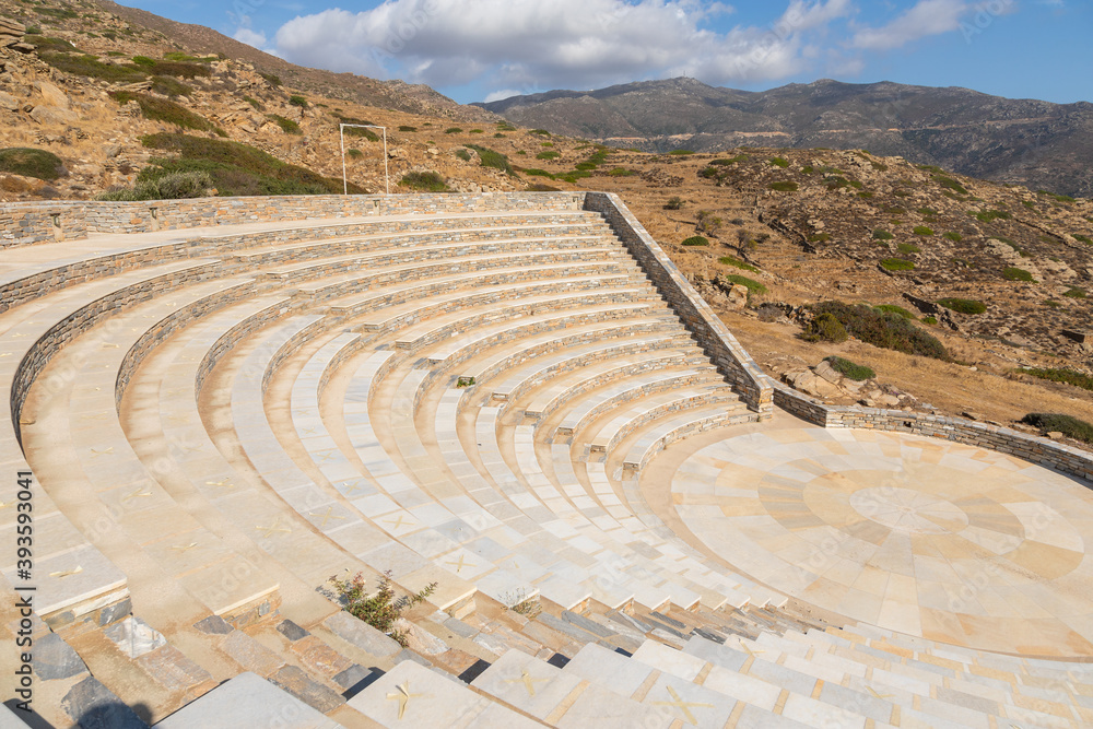 View of the Odyseas Elytis, amphitheater. Ios, Greece.