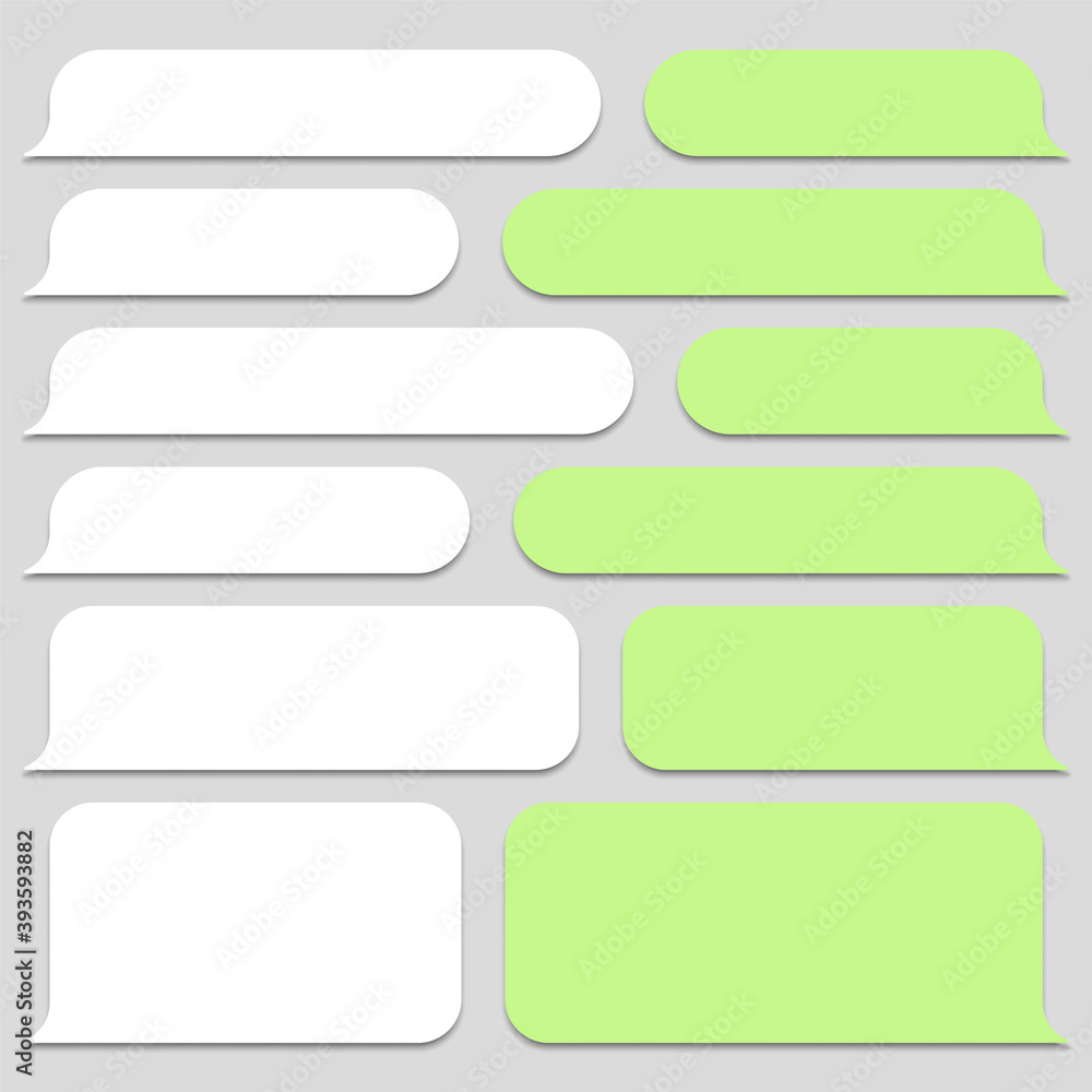 Blank vector message bubbles. Chat or messenger speech bubble. SMS text frame. Short message sending. Blank vector message bubbles. Chat or messenger speech bubble. SMS text frame. Short message sending.