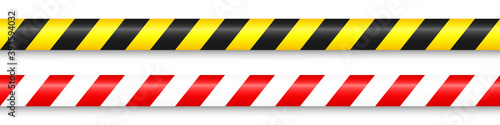 Realistic barricade tape. Police warning line. Danger or hazard stripe. Under construction sign. Vector illustration.