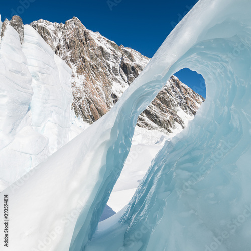 The Tasman Glacier (Haupapa) which is the largest glacier in the Southern Alps, South Island, New Zealand.  photo