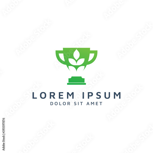 trophy and leaf negative space logo design
