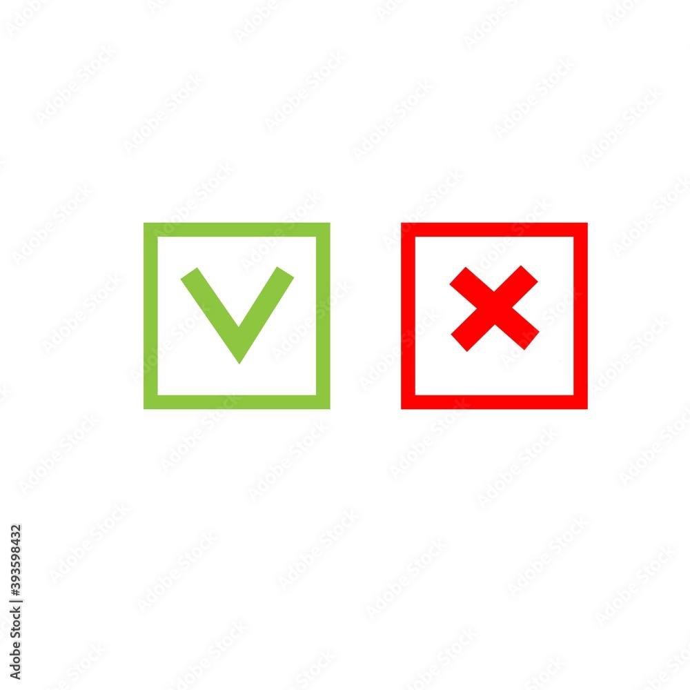 Check mark and cross. The pros and cons. Sign, icon. Vector Check mark and cross. The pros and cons. Sign, icon. Vector