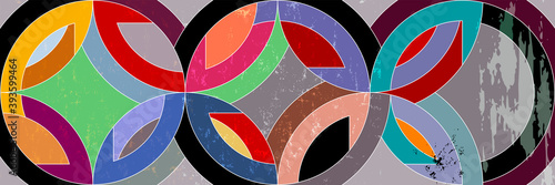 abstract background pattern with circle/semicircle, vintage/retro geometric design
