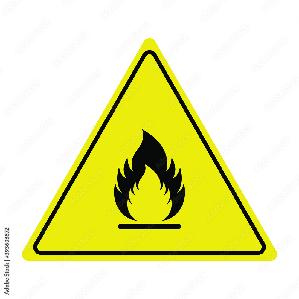 Flat design warning sign symbol for flammable areas Flat design warning sign symbol for flammable areas