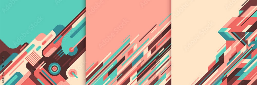 Set of colorful abstract backgrounds in geometric style. Vector illustration.
