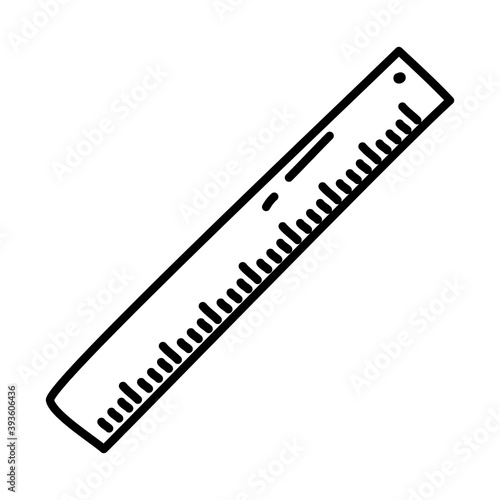 stationary concept, ruler icon, line doodle style