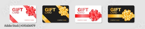 Gift card vector voucher mockup illustration, discount certificate plastic coupon collection.